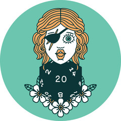 human rogue with natural twenty dice roll icon