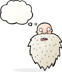 cartoon bearded man with thought bubble