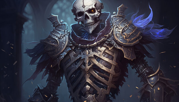 skellet warrior with shod armor, illustration