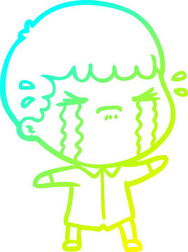 recommend clip art: cold gradient line drawing cartoon man crying