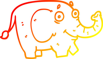 warm gradient line drawing cartoon funny elephant