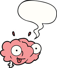 funny cartoon brain and speech bubble