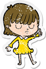 distressed sticker of a cartoon woman