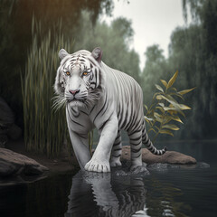 white tiger in water