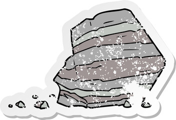 distressed sticker of a cartoon large rock