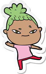 sticker of a cartoon woman