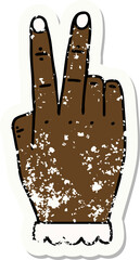 hand raising two fingers gesture illustration