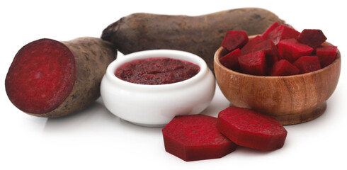 Beetroot paste in a bowl