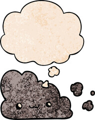 cute cartoon cloud and thought bubble in grunge texture pattern style