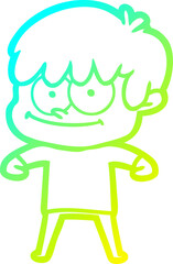 cold gradient line drawing happy cartoon man