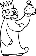 one of the three wise men black and white cartoon