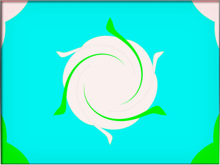 Fototapeta premium Abstract, White Circular Shape, with Green Curves, within a Border