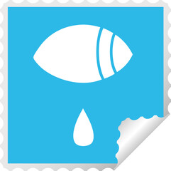 square peeling sticker cartoon crying eye looking to one side