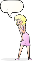 cartoon woman laughing with speech bubble