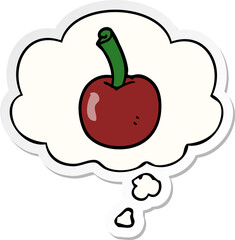 cartoon cherry and thought bubble as a printed sticker
