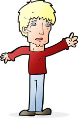 cartoon worried man reaching out