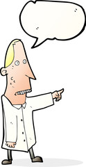 cartoon ugly man pointing with speech bubble