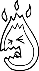 line drawing cartoon screaming flame
