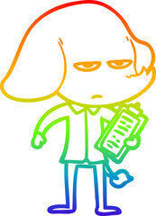 rainbow gradient line drawing annoyed cartoon elephant