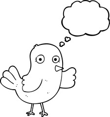 thought bubble cartoon bird