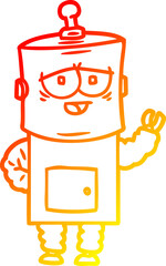 warm gradient line drawing cartoon robot