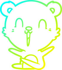 cold gradient line drawing happy laughing cartoon bear