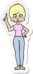 sticker of a cartoon woman explaining her point