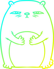cold gradient line drawing cartoon tired annoyed bear
