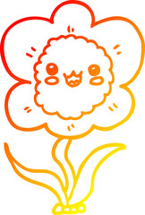 warm gradient line drawing cartoon flower