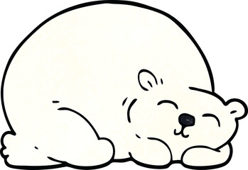 cartoon doodle happy polar bear sleeping