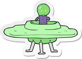 sticker of a cartoon flying saucer