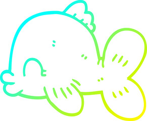 cold gradient line drawing cartoon fish swimming