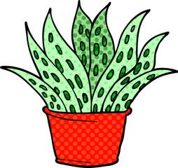 cartoon doodle house plant
