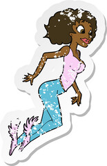 retro distressed sticker of a cartoon flying woman