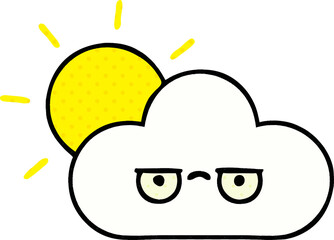 comic book style cartoon sun and cloud