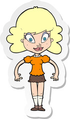 sticker of a cartoon pretty woman