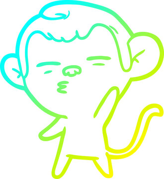 recommend clip art: cold gradient line drawing cartoon suspicious monkey