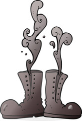 cartoon steaming army boots