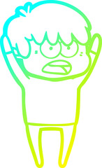 Obraz premium cold gradient line drawing worried cartoon boy