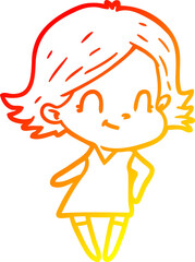 warm gradient line drawing cartoon friendly girl