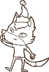 Xmas Wolf Charcoal Drawing