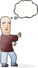 cartoon tough man  with thought bubble
