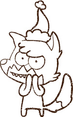 Christmas Dog Charcoal Drawing