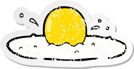 distressed sticker of a cartoon fried egg