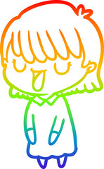 rainbow gradient line drawing cartoon woman