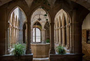 Montblanc, cloister of the old Hospital of Santa Magdalena, Tarragona, Spain