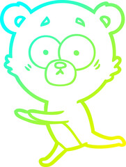 cold gradient line drawing worried bear cartoon