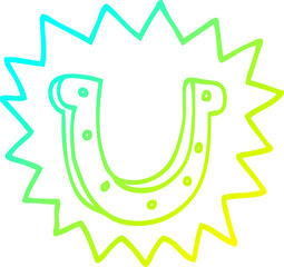 Obraz premium cold gradient line drawing cartoon crazy lucky horseshoe symbol