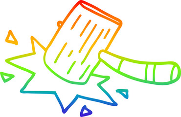 rainbow gradient line drawing cartoon mallet