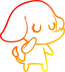 warm gradient line drawing cute cartoon elephant